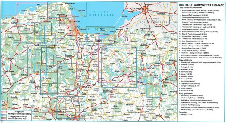 Trójmiejski Park Krajobrazowy i okolice. Mapa turystyczna wydawnictwa Cartomedia. Zasięg mapy