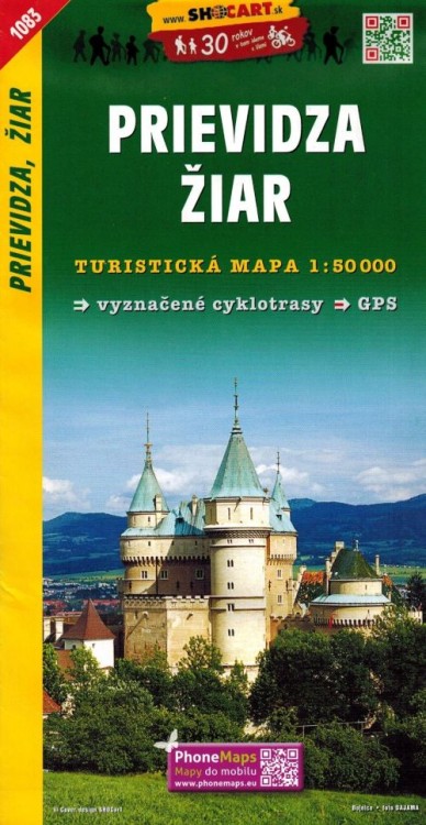 Prievidza, Ziar. Mapa turystyczna 1083 wydawnictwa Shocart. Okładka