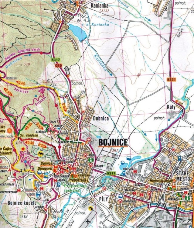 Prievidza, Ziar. Mapa turystyczna 1083 wydawnictwa Shocart. Fragment 1