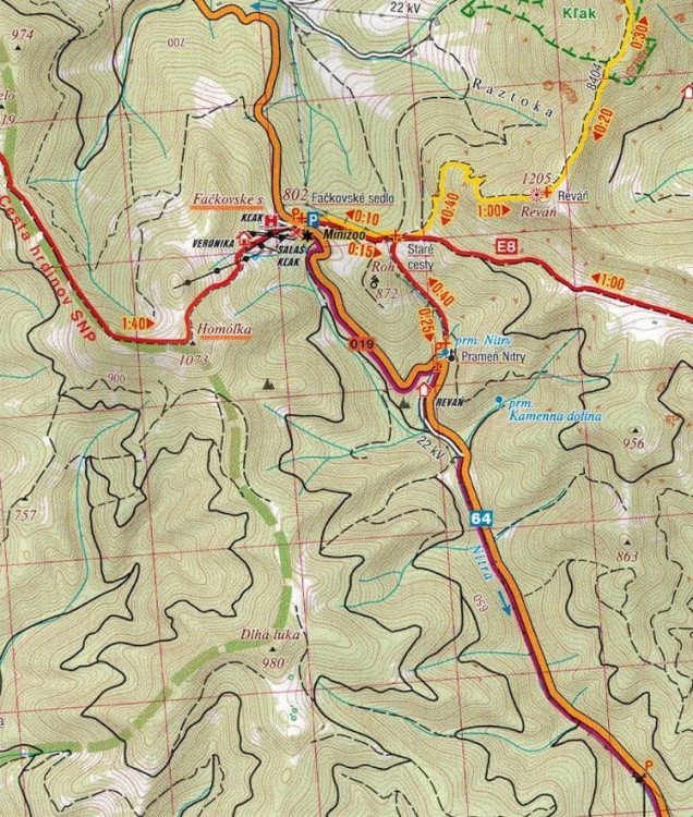 Prievidza, Ziar. Mapa turystyczna 1083 wydawnictwa Shocart. Fragment 2