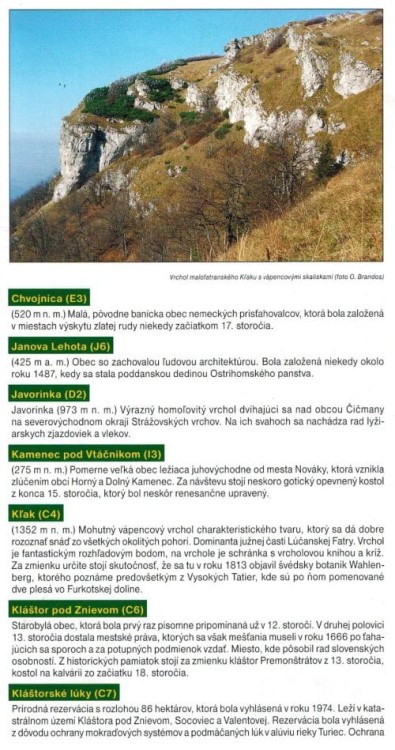 Prievidza, Ziar. Mapa turystyczna 1083 wydawnictwa Shocart. Informator - fragment