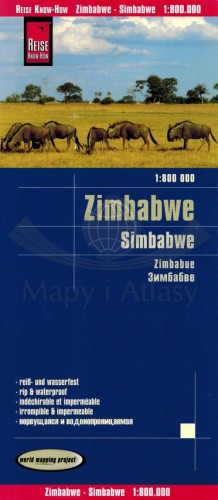 Zimbabwe 1:800 000. Wodoodporna mapa samochodowa wydawnictwa Reise Know-How. Okładka