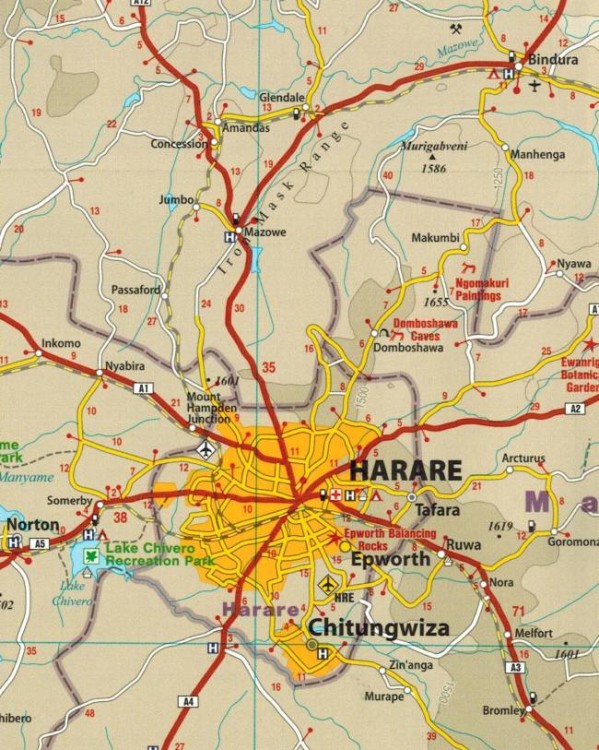 Zimbabwe 1:800 000. Wodoodporna mapa samochodowa wydawnictwa Reise Know-How. Fragment 1