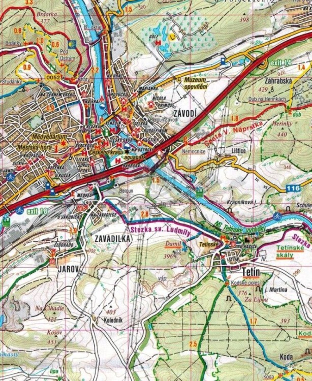 Krivoklatsko, Rakovnicko, Karlstejn. Mapa turystyczna 16 wydawnictwa Shocart. Fragment 2