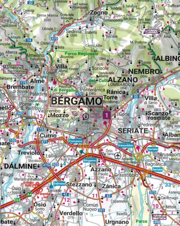Lombardia, Mediolan, Brescia, Jezioro Garda. Mapa samochodowo-turystyczna wydawnictwa Freytag & Berndt. Fragment 2