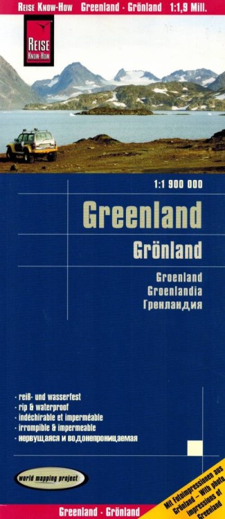 Grenlandia 1:1 900 000. Wodoodporna mapa samochodowa wydawnictwa Reise Know-How. Okładka