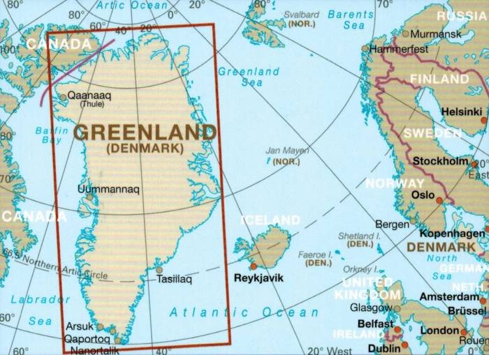 Grenlandia 1:1 900 000. Wodoodporna mapa samochodowa wydawnictwa Reise Know-How. Zasięg