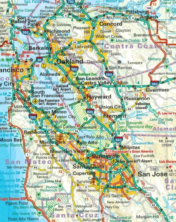 USA / Stany Zjednoczone: Kalifornia 1:850 000. Wodoodporna mapa samochodowo-turystyczna /6/ wydawnictwa Reise Know-How. Fragment 1