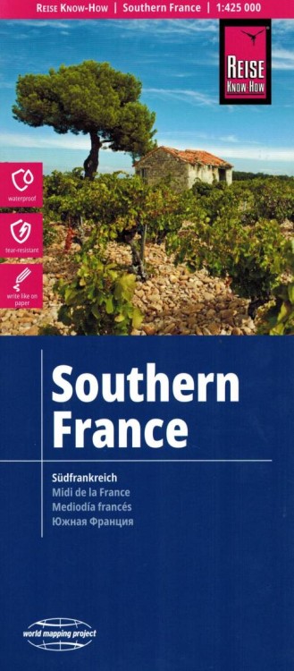 Francja, część południowa. Wodoodporna mapa samochodowo-turystyczna wydawnictwa Reise Know-How. Okładka