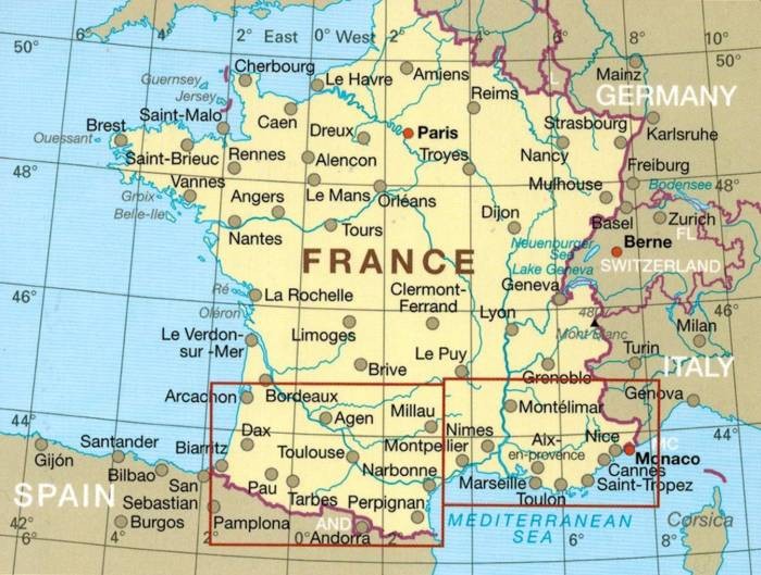 Francja, część południowa. Wodoodporna mapa samochodowo-turystyczna wydawnictwa Reise Know-How. Zasięg