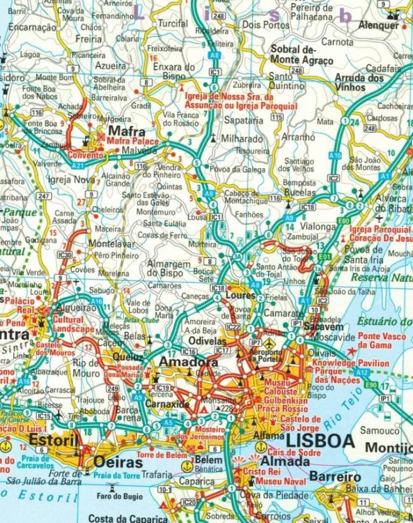 Portugalia 1:350 000. Wodoodporna mapa samochodowo-turystyczna wydawnictwa Reise Know-How. Fragment 1