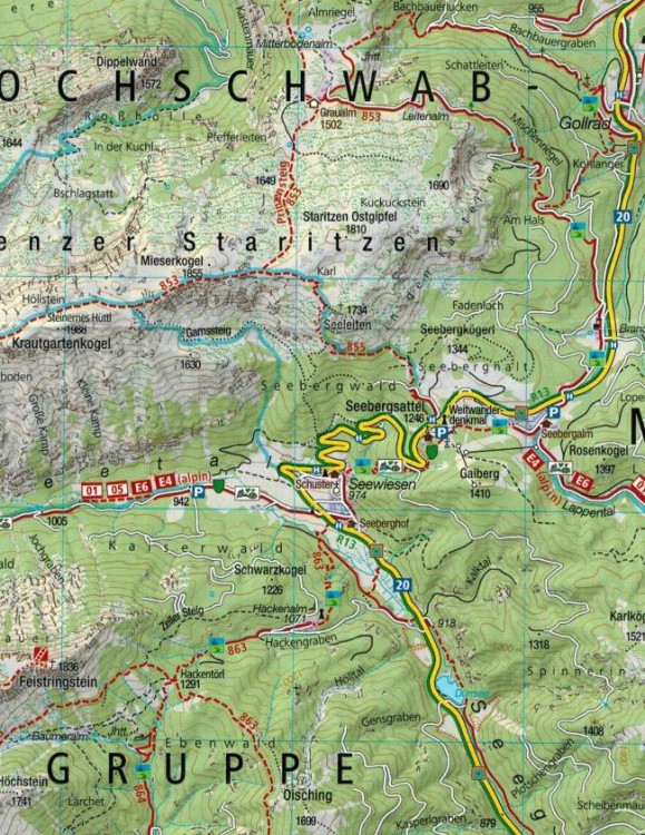 Grazer Bergland, Fischbacher Alpen. Zestaw dwóch map turystycznych 221 wydawnictwa Kompass. Mapa 1 - fragment 1