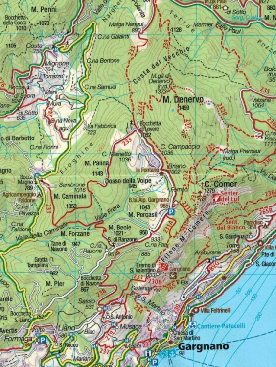 Jezioro Garda / Gardasee. Wodoodporna mapa samochodowo-turystyczna 102 wydawnictwa Kompass. Fragment 2