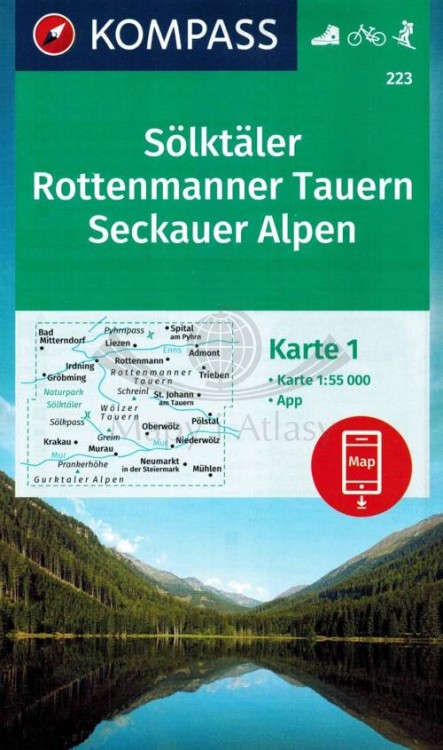 Solktaler, Rottenmanner Tauern, Seckauer Alpen 1:55 000. Mapa turystyczna 223 wydawnictwa Kompass. Mapa 1 - okładka