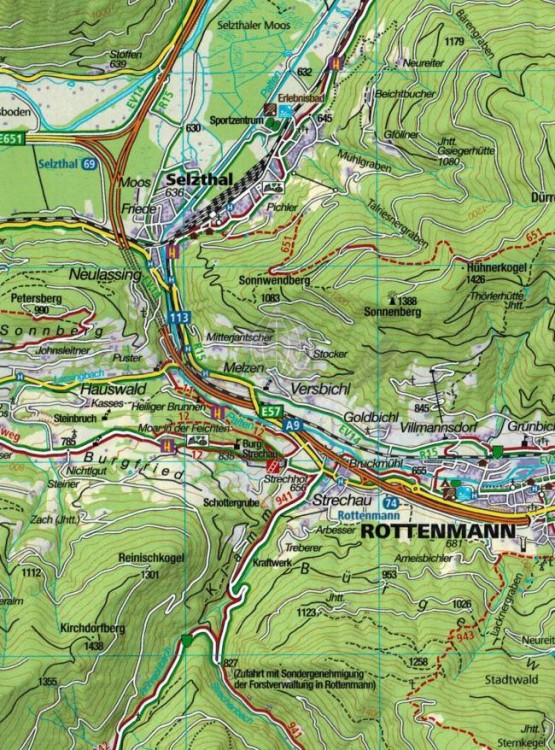 Solktaler, Rottenmanner Tauern, Seckauer Alpen 1:55 000. Mapa turystyczna 223 wydawnictwa Kompass. Mapa 1 - fragment 2