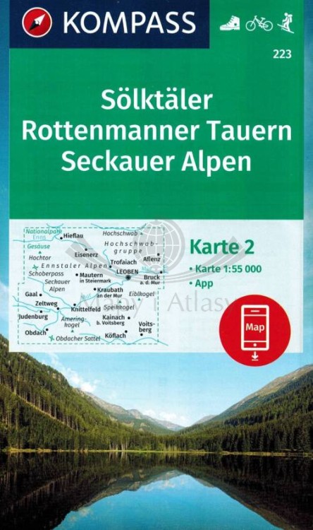 Solktaler, Rottenmanner Tauern, Seckauer Alpen 1:55 000. Mapa turystyczna 223 wydawnictwa Kompass. Mapa 2 - okładka