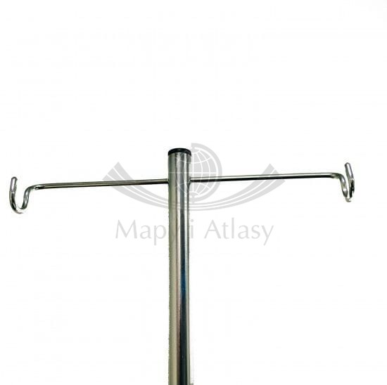 Stojak / wieszak do prezentacji map ściennych. Biały, z regulacją wysokości. Haczyki