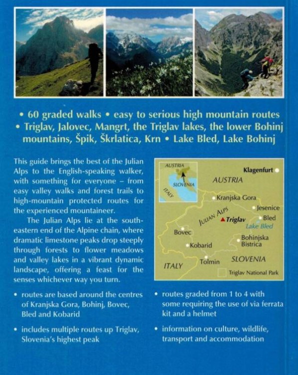 Alpy Julijskie w Słowenii. Trasy górskie i krótkie wędrówki. Przewodnik. Okładka tył