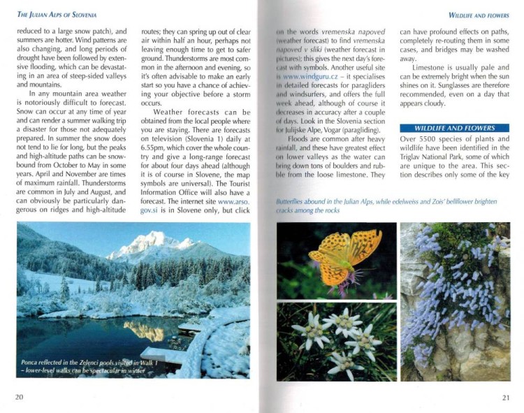 Alpy Julijskie w Słowenii. Trasy górskie i krótkie wędrówki. Przewodnik. Przykładowe strony 1