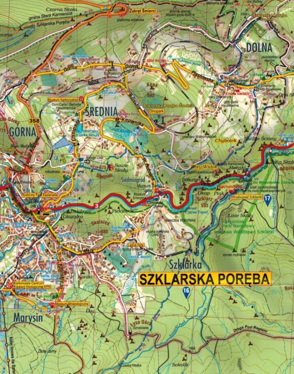 Polskie i Czeskie Karkonosze 1:25 000. Laminowana mapa turystyczna wydawnictwa Galileos. Fragment 1