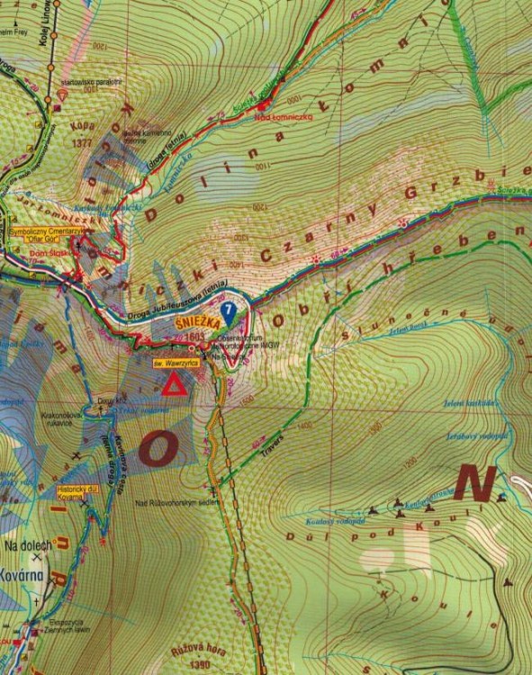 Polskie i Czeskie Karkonosze 1:25 000. Laminowana mapa turystyczna wydawnictwa Galileos. Fragment 3
