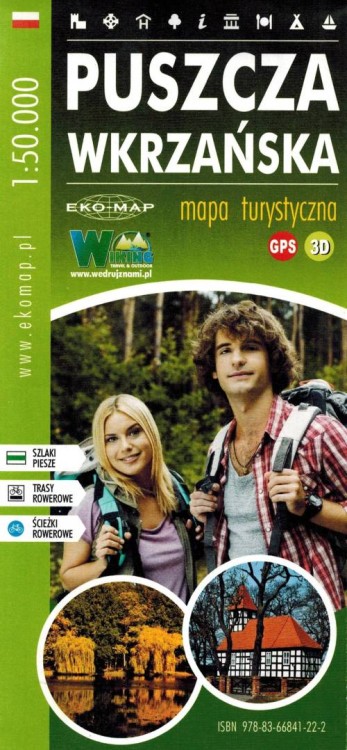 Puszcza Wkrzańska 1:50 000. Mapa turystyczna wydawnictwa EKO-MAP. Okładka