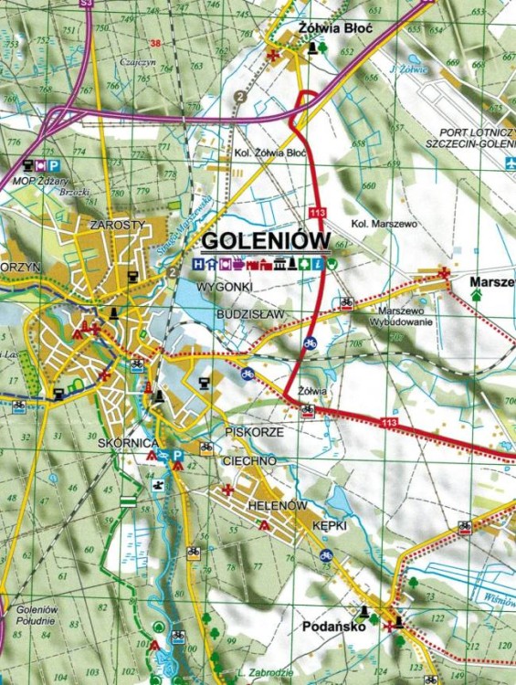 Okolice Szczecina. Zestaw: 5 x mapa turystyczna wydawnictwa EKO-MAP. Puszcza Goleniowska - fragment 1