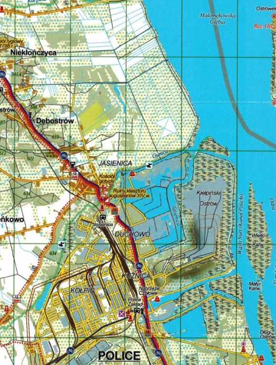 Okolice Szczecina. Zestaw: 5 x mapa turystyczna wydawnictwa EKO-MAP. Puszcza Wkrzańska - fragment 1