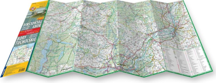 Bory Tucholskie, Kaszuby, Kociewie. Laminowana mapa turystyczna wydawnictwa ExpressMap. Rozłożona mapa
