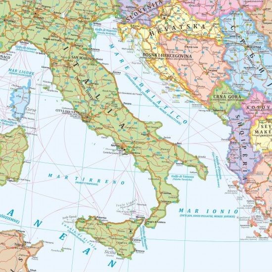Europa 1:2 250 000. Mapa ścienna drogowa (polityczna). Fragment 2