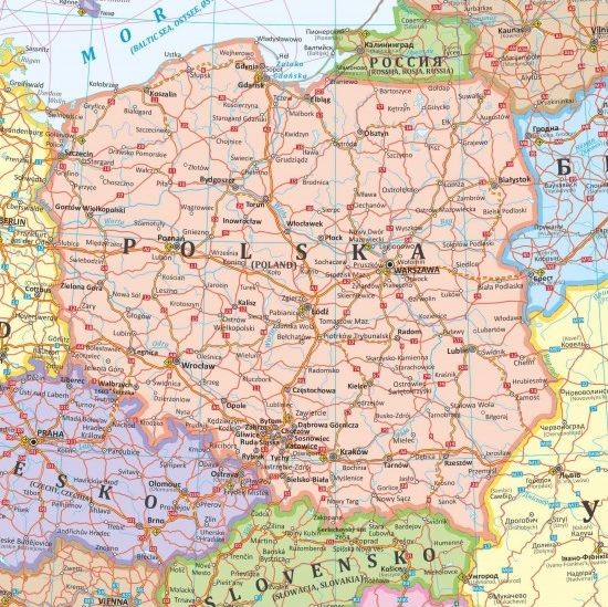 Europa 1:2 250 000. Mapa ścienna drogowa (polityczna). Fragment 3