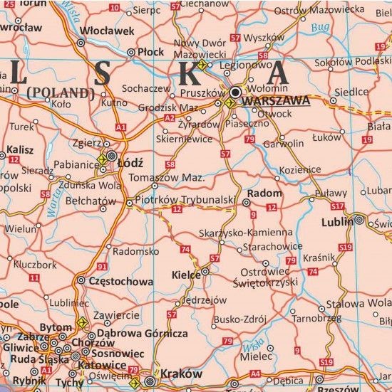 Europa 1:2 250 000. Mapa ścienna drogowa (polityczna). Fragment 4