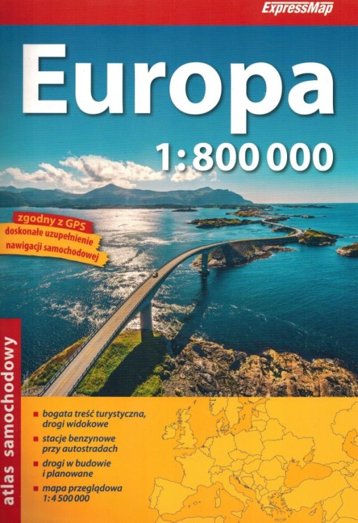 Europa 1:800 000. Atlas samochodowo-turystyczny wydawnictwa ExpressMap. Okładka
