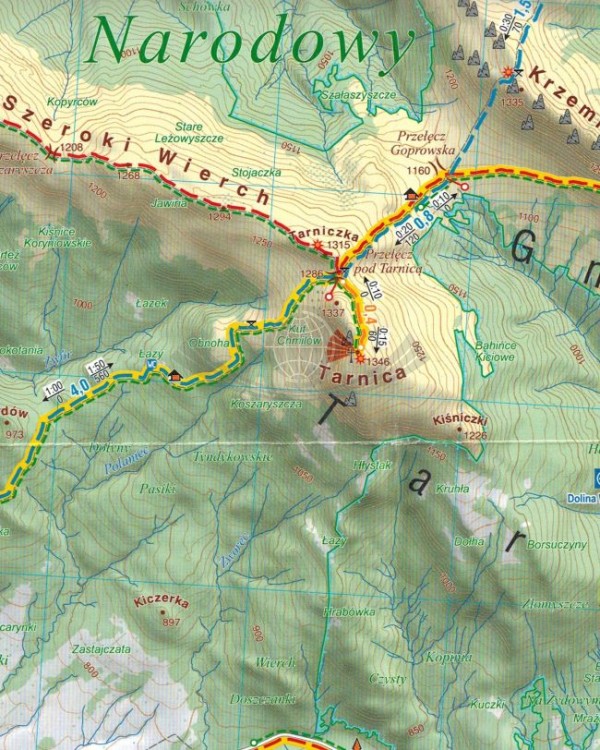 Bieszczady: Bieszczadzkie połoniny 1:25 000. Laminowana mapa turystyczna wydawnictwa Compass. Fragment 1