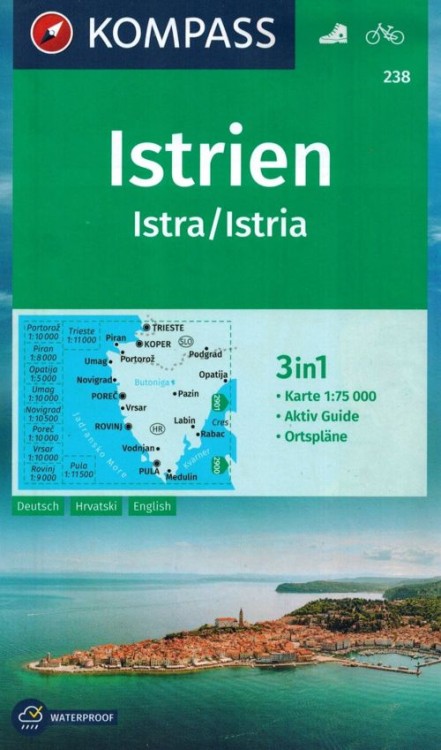 Istria 1:75 000. Wodoodporna mapa samochodowo-turystyczna 238 wydawnictwa Kompass. Okładka