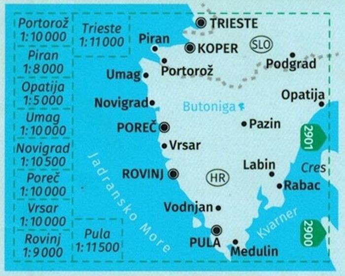 Istria 1:75 000. Wodoodporna mapa samochodowo-turystyczna 238 wydawnictwa Kompass. Zasięg
