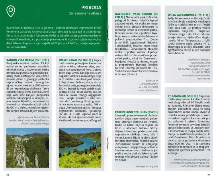 Istria 1:75 000. Wodoodporna mapa samochodowo-turystyczna 238 wydawnictwa Kompass. Mini przewodnik - przykładowe strony