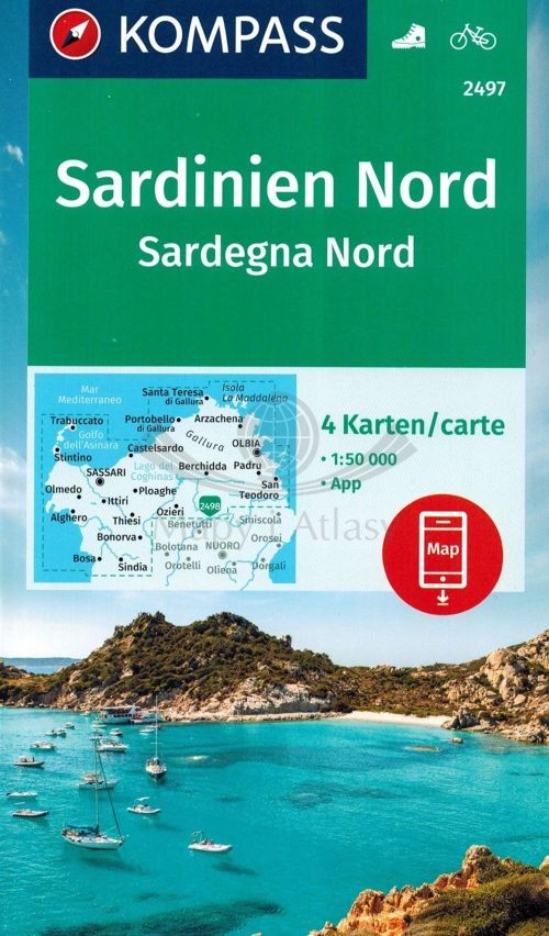 Sardynia Północna. Zestaw czterech map turystycznych 2497. Kompass