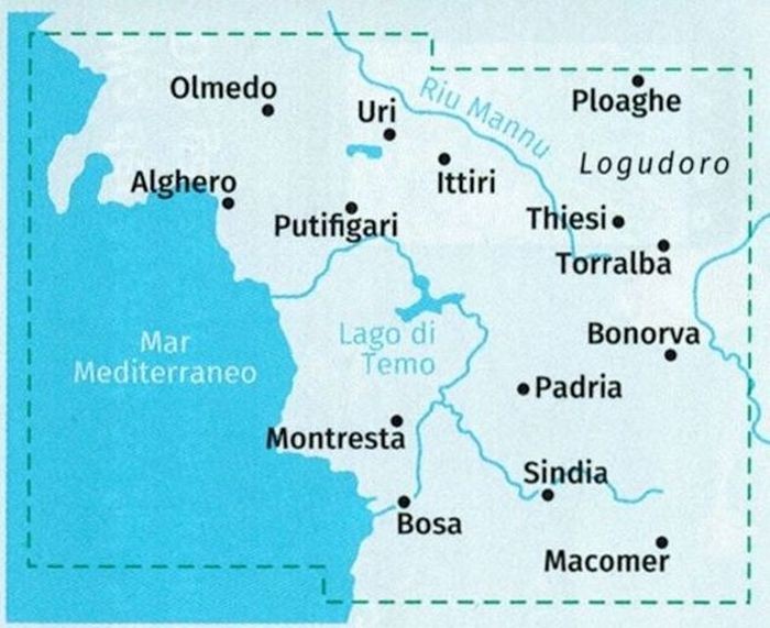 Sardynia Północna. Zestaw czterech map turystycznych 2497 wydawnictwa Kompass. Mapa 2 - zasięg