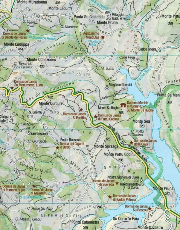 Sardynia Północna. Zestaw czterech map turystycznych 2497 wydawnictwa Kompass. Mapa 2 - fragment 2