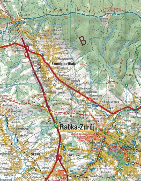 Beskid Wyspowy i Pogórze Wiśnickie 1:50 000. Mapa turystyczna wydawnictwa Compass. Fragment 1