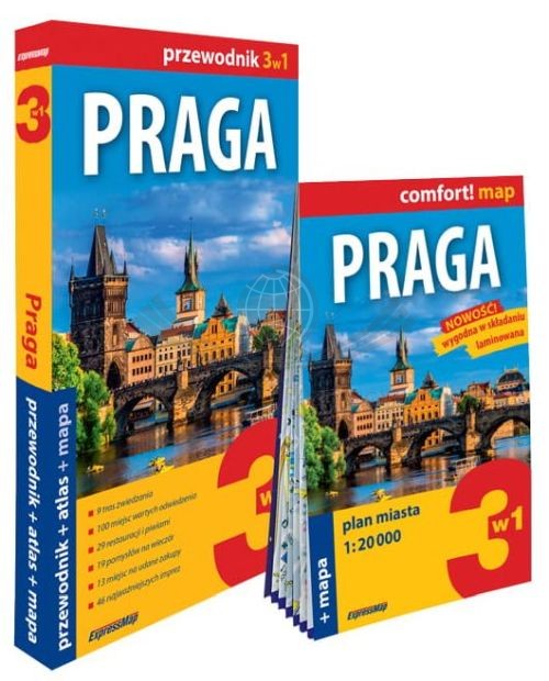 Praga 3 w 1. Przewodnik, atlas i laminowana mapa wydawnictwa ExpressMap. Okładka