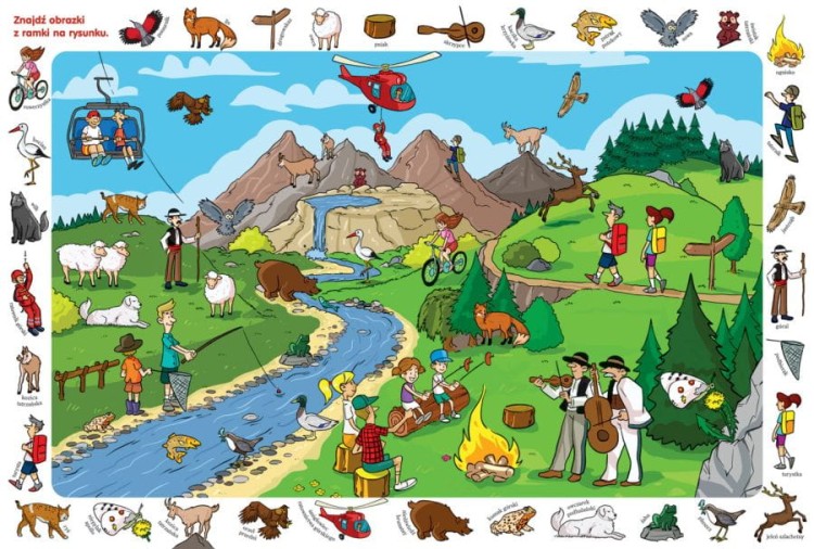 Wycieczka w góry. Puzzle obserwacyjne. 54 elementy