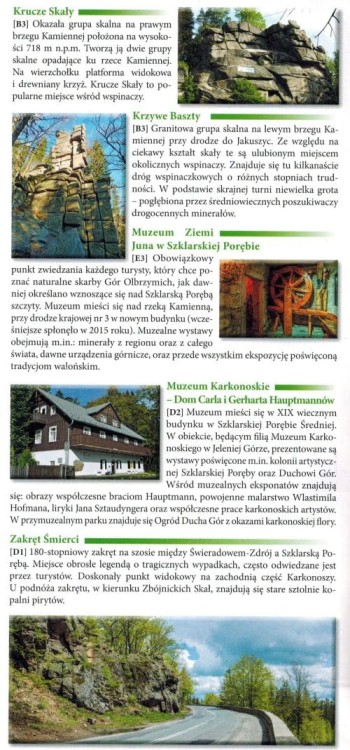 Szklarska Poręba i okolice. Karkonosze. Mapa turystyczna / Plan miasta wydawnictwa Galileos. Informator - fragment
