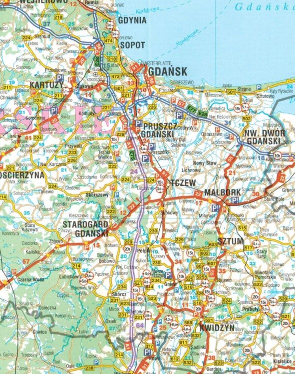Polska 1:750 000. Wodoodporna mapa samochodowa TIR dla kierowców zawodowych wydawnictwa Demart. Fragment 1