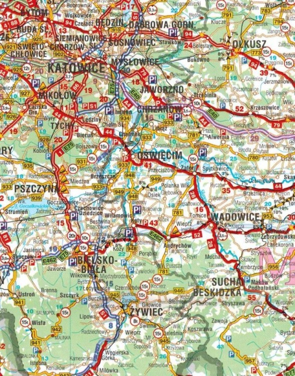 Polska 1:750 000. Wodoodporna mapa samochodowa TIR dla kierowców zawodowych wydawnictwa Demart. Fragment 3