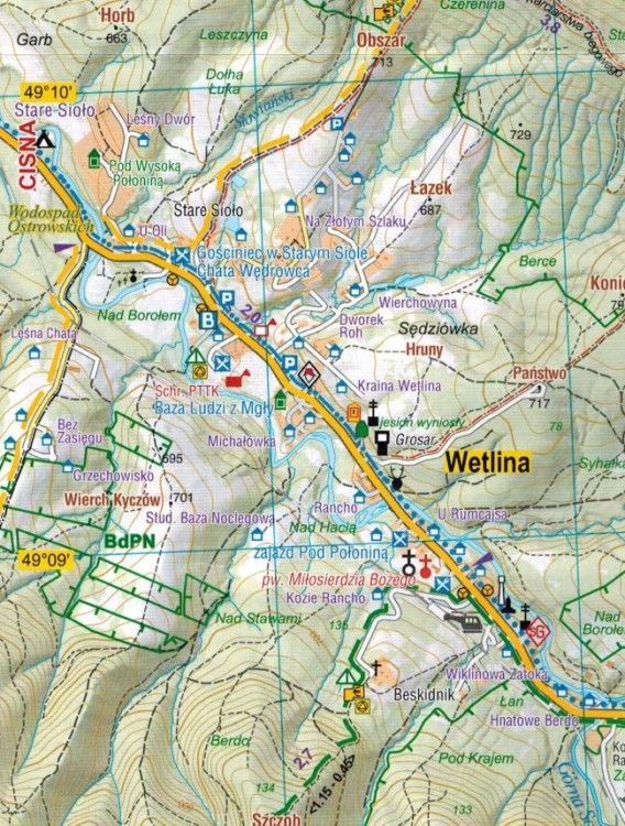 Bieszczady - połoniny 1:25 000. Mapa turystyczna wydawnictwa Galileos. Fragment 3