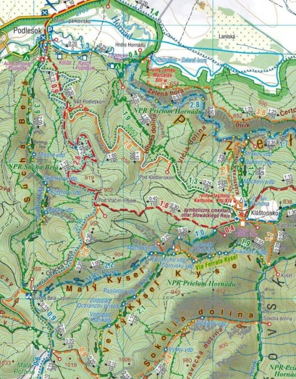 Słowacki Raj 1:35 000. Laminowana mapa turystyczna wydawnictwa Compass. Fragment 1