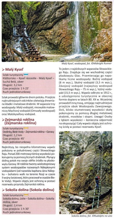 Słowacki Raj 1:35 000. Laminowana mapa turystyczna wydawnictwa Compass. Informator - fragment
