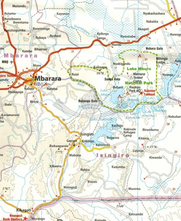 Uganda 1:600 000. Wodoodporna mapa samochodowa wydawnictwa Reise Know-How. Fragment 2
